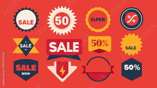 Set of flat vector retail sale stickers with best price and new tag.eps