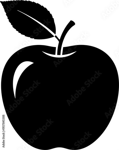 Apple fruit with leaf icon