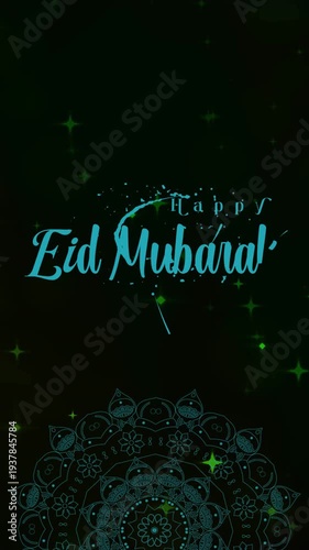 Ornamental Harmony Dancing Across an Islamic Eid Mubarak Background of Spiritual Celebration Light, crafted for Eid holiday videos, mosque festival presentations, Islamic cultural broadcasts