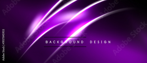 Abstract purple background. Dynamic curves create glowing light effects. Modern design suitable for digital projects.