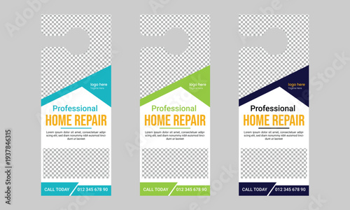 home repair service door hanger template design
