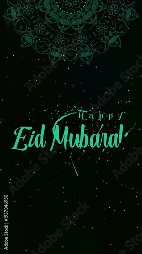 Sacred Night Celebration Framed by an Islamic Eid Mubarak Background of Elegant Mandala Geometry, designed for festive video greetings, Islamic event promotions, mosque presentation graphics