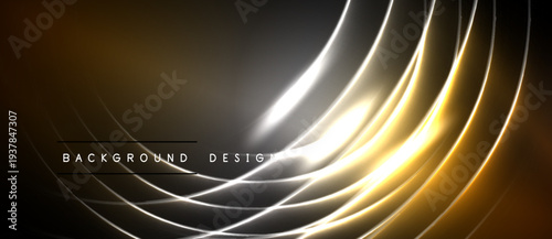 Abstract golden lines over dark background. Elegant curves create dynamic visual effect. Modern design element for projects.
