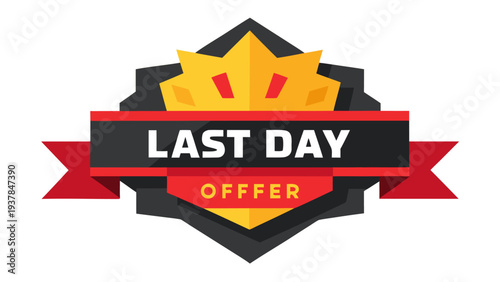 Modern last day offer promotional banner with yellow speech bubble design on blue background for business marketing and retail sales..eps