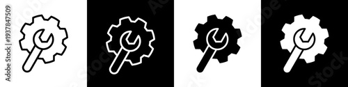 Maintenance platforms black and white icon design concept