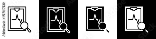 Root cause diagnosis black and white icon design concept
