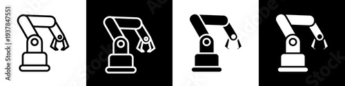 industrial robotic black and white icon design concept