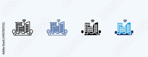Smart City Multiple Icon Illustration Vector