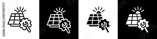 energy sector maintenance black and white icon design concept