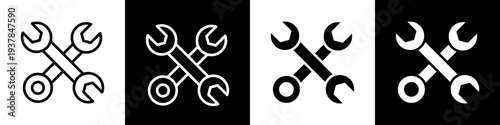 Maintenance machine black and white icon design concept