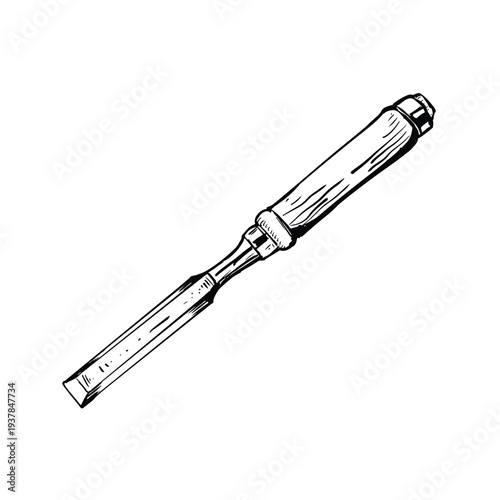 Illustration handdrawn of an Carpenter Tools chisel