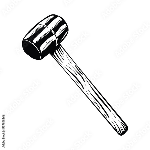 Illustration handdrawn of an Carpenter Tools mallet