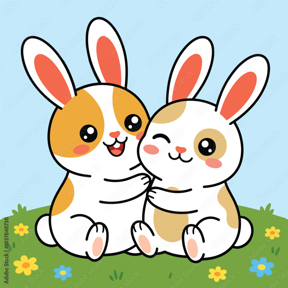 Fototapeta premium Cute Spring Doodle Vector with Flowers, Bees and Nature Elements
