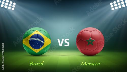 Brazil vs Morocco soccer scoreboard broadcast template