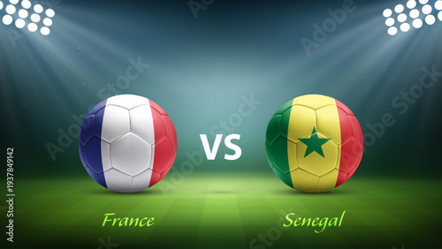 France vs Senegal soccer scoreboard broadcast template