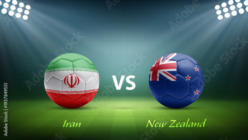 Iran vs New Zealand soccer scoreboard broadcast template