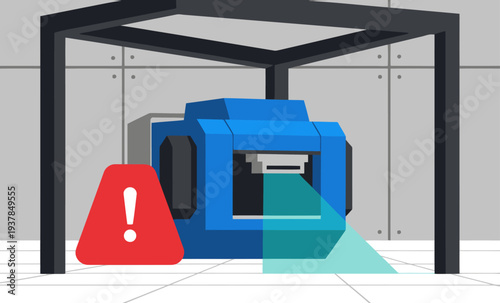 A stylized robot with a hazard symbol highlights AI safety data. Modern, graphic illustration with a dark industrial background.  Clear, impactful visual.