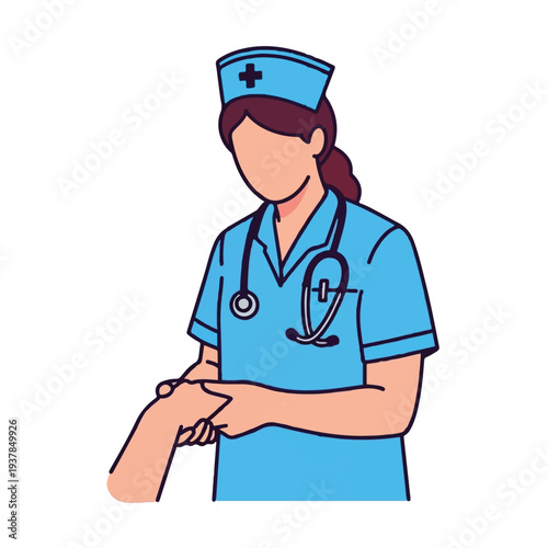 Female Nurse Taking Pulse of Patient.