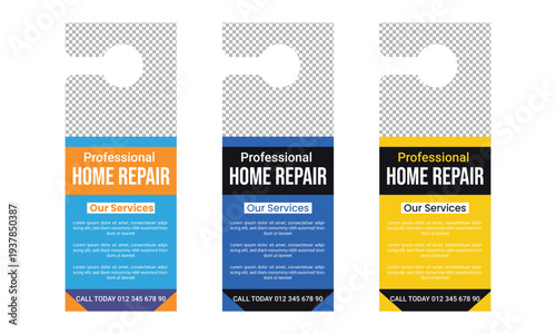 home repair service door hanger template design
