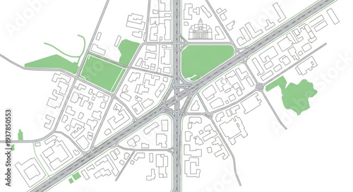 City Map with Green Spaces.