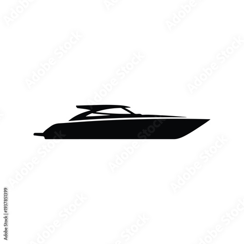 Speedboat Yacht Marine Vehicle Black Silhouette Vector Icon