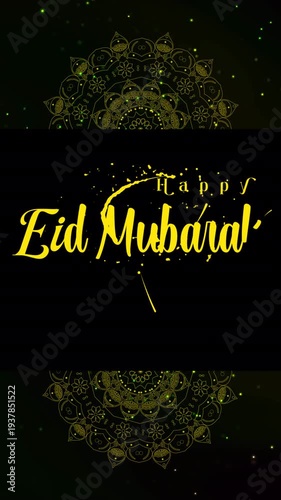 Elegant Spiritual Atmosphere in an Islamic Eid Mubarak Background of Luminous Mandala Motion, crafted for Eid greeting animations, Islamic presentation slides, festive broadcast graphics