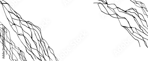 Elegant Japanese repair technique showcased through delicate fractures filled. Luxurious surface displays traditional ceramic restoration on pristine backdrop. Black and white template no bg.