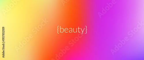 Rainbow gradient background. Sunset aesthetic gradation for beauty packaging and fashion branding with warm tone. Vibrant overlay with yellow, orange and purple for cosmetic label print vector design.
