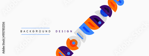 Abstract colorful shapes form dynamic background. Text background design present, minimalist style. Clean, modern aesthetic.