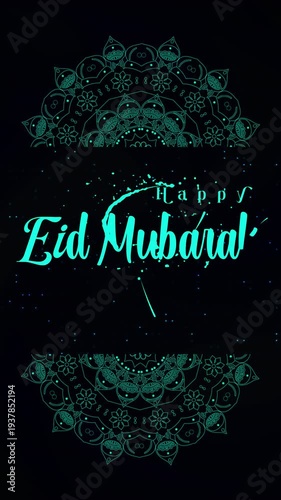 Sacred Ornament Flow Forming an Islamic Eid Mubarak Background of Radiant Festive Geometry, designed for Eid announcement videos, mosque digital screens, Islamic event invitations