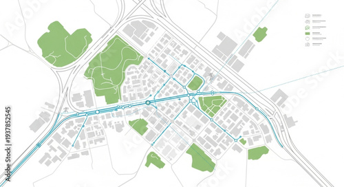 City Map with Green Spaces.