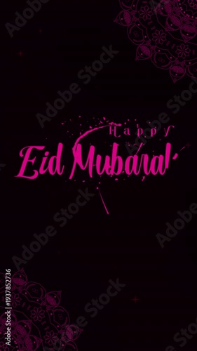 Golden Light of Devotion Surrounding an Islamic Eid Mubarak Background with Ornamental Harmony, created for Eid greeting videos, mosque presentation visuals, Islamic celebration promotions