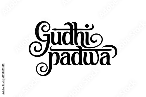 Gudi Padwa Festival Vector Calligraphy Typography Design
