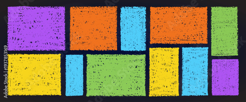 Colorful kindergarten crayon frame with hand-drawn doodle border vector illustration set. Cute childish design perfect for school projects, children s art, and playful text backgrounds.