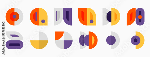 Abstract geometric shapes, vibrant colors, playful design. Minimalist composition, modern aesthetic, flat illustration style.