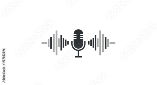 Microphone with Sound Waves Emitted.