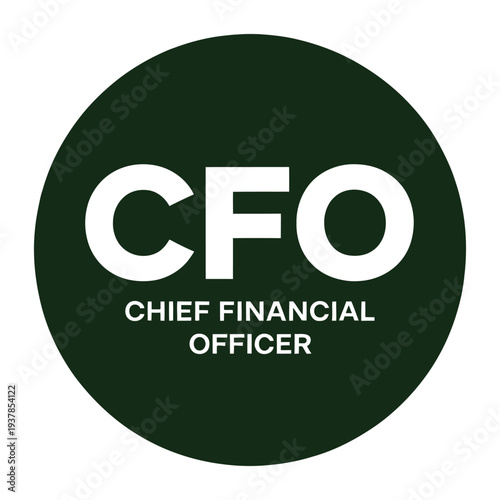 A dark green circular logo with 'CFO' in large white letters and 'CHIEF FINANCIAL OFFICER' below it, representing a key business role.