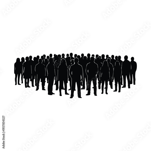 Large group of people standing together in a crowd formation