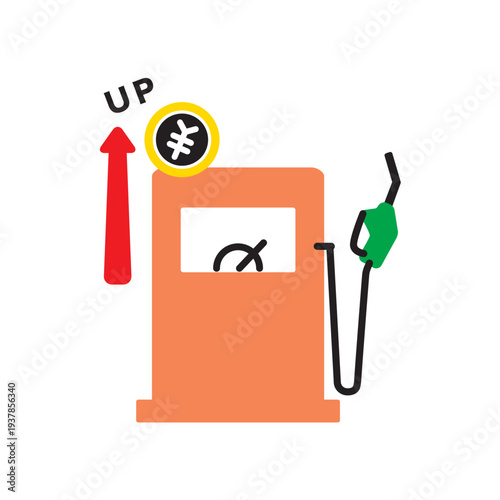 値上がりしたガソリンスタンドのイラスト素材2