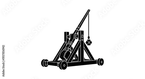 Medieval Trebuchet Siege Engine Illustration.