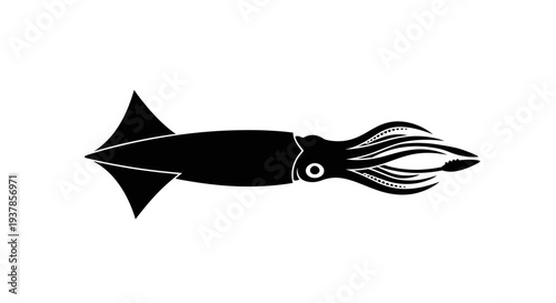 Squid Silhouette Ocean Creature.
