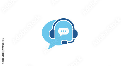 Customer Support Headset Speech Bubble Icon.
