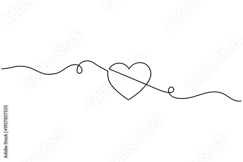 Heart continuous one line drawing minimalist style for love and valentine concept vector