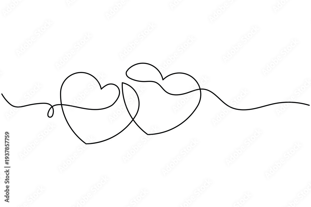 Obraz premium Heart continuous one line drawing minimalist style for love and valentine concept vector