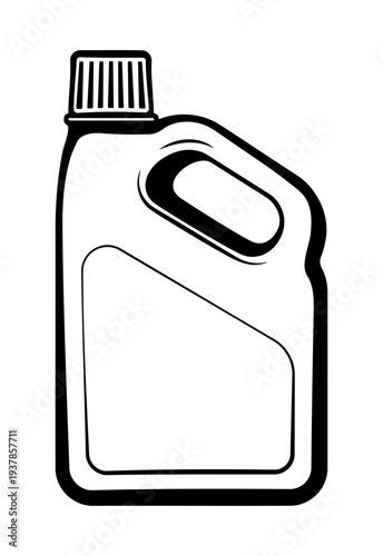 Black plastic canister with handle, without background