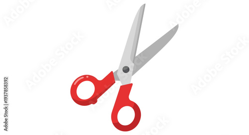 Scissors Image, Photography, Red Handle, Cutting Tool, Isolated on White, Close Up