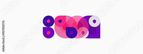 Abstract purple shapes overlap, creating playful composition. Minimalist design with white background. Modern, vibrant aesthetic.