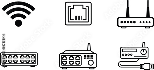 Collection of various computer and networking devices icons