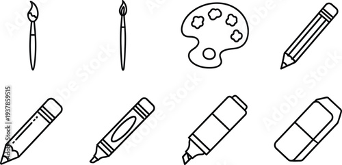 A collection of various drawing and art supplies