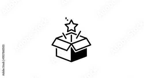 Open Box with Star Inside Illustration.